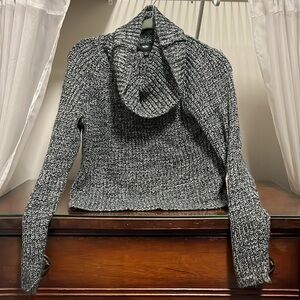 Mossimo Women's Medium Black, White, and Gray Knit Long Sleeve Turtleneck Top